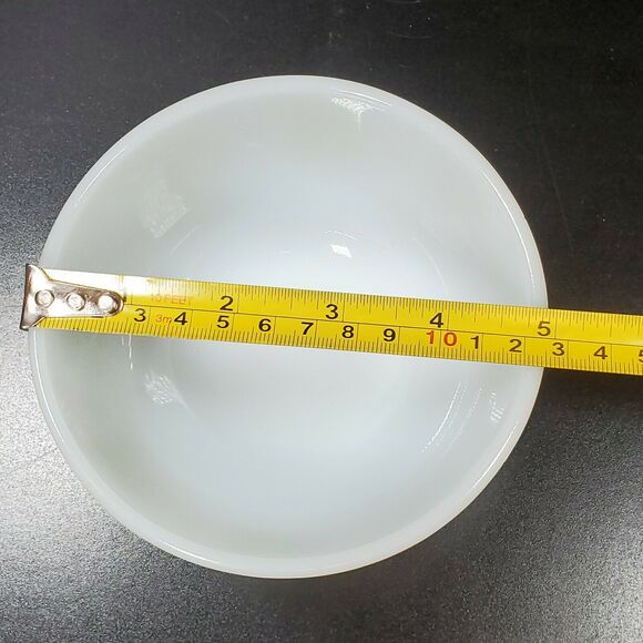 Vtg Fire King Green Dutch Clover Anchor Hocking White Milk Glass 5" Mixing Bowl - Picture 3 of 7